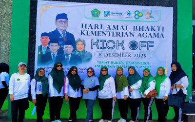 Keluarga MTs Negeri 4 Bolsel Ikuti Kick Off Hari Amal Bakti Ke 80 Tingkat Kabupaten Bolsel